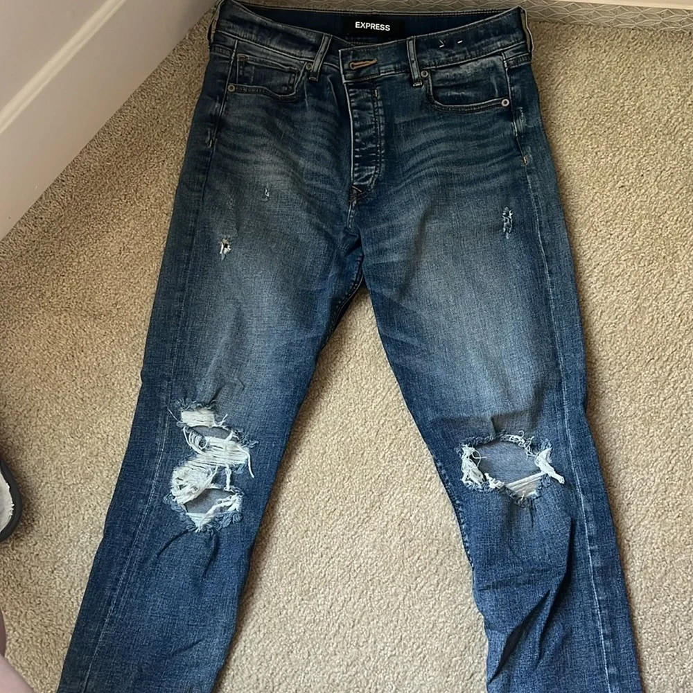Express Vintage High-Rise Ripped Skinny Jeans Size 8 - Picture 4 of 6